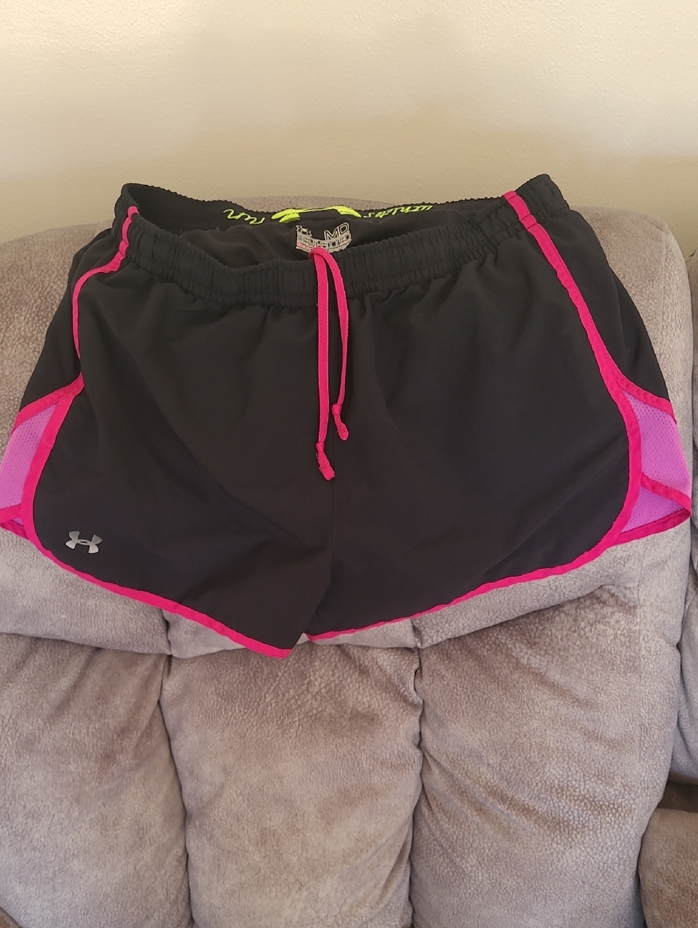 Under Armour Women's Black Shorts with Pink Trim
